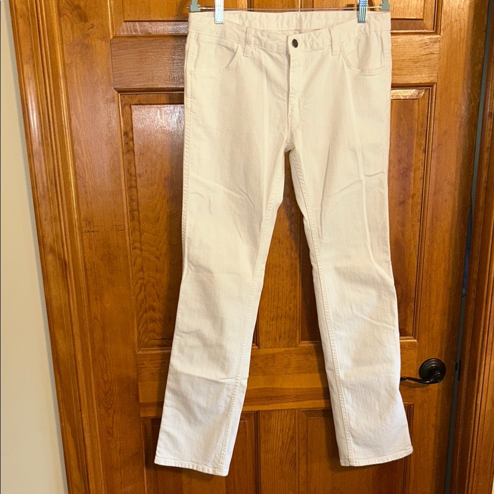 Lacoste Women’s Low Rise White Unique Jeans Back Pockets Logo Sz 32/14-EUC